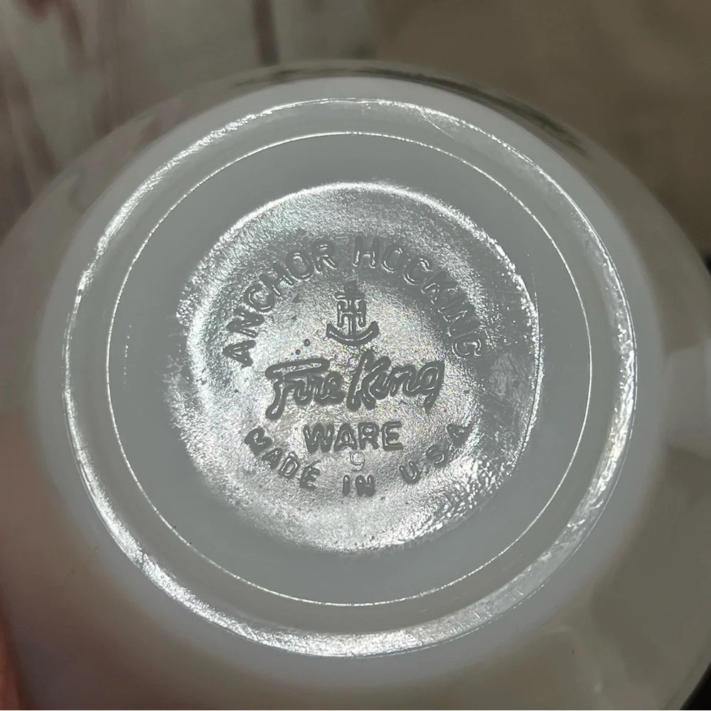 ANCHOR HOCKING Fire King ware Vintage White Soup Bowls with Green Floral Design - Picture 14 of 14